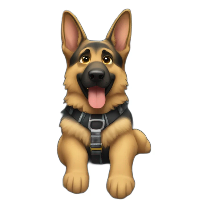German shepherd riding on a train sticker