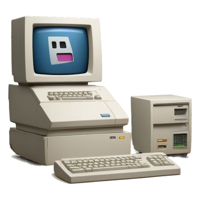 Apple Lisa Computer with Open AI Logo on the screen sticker