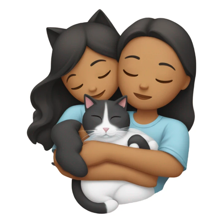 Girl and cat sleeping sticker