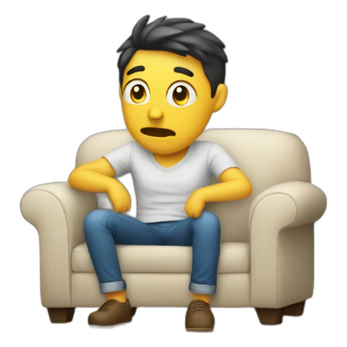 a person complaining about sitting on a sofa sticker