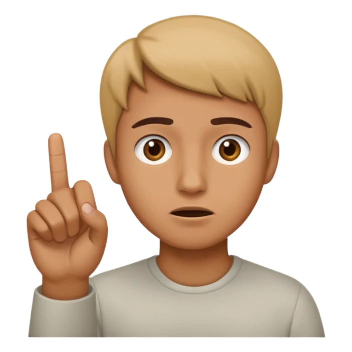 straight face confused holding up finger  sticker