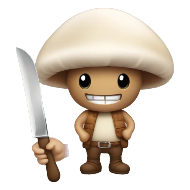 cute mushroom man holding knife sticker