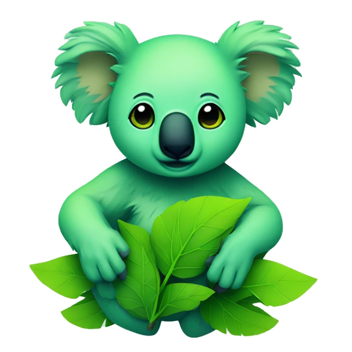 neon green koala with green leafs sticker