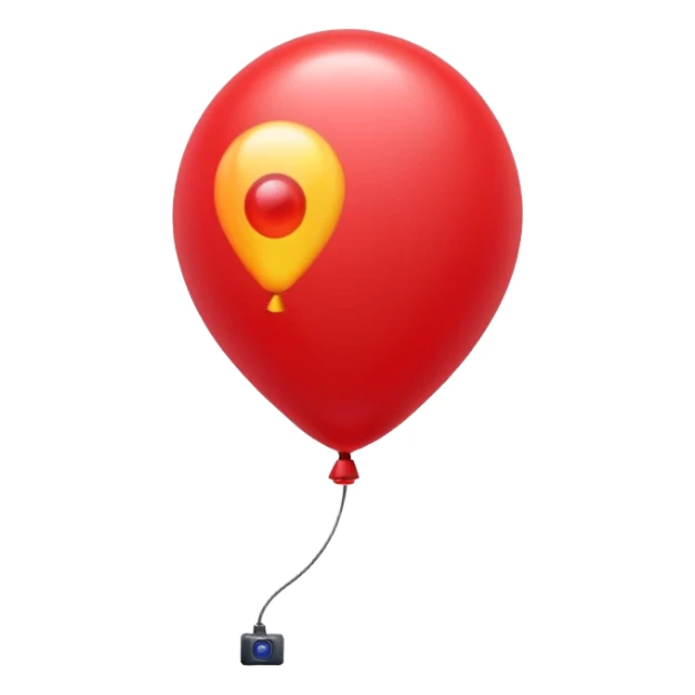 A balloon with a thermal camera effect, red color sticker