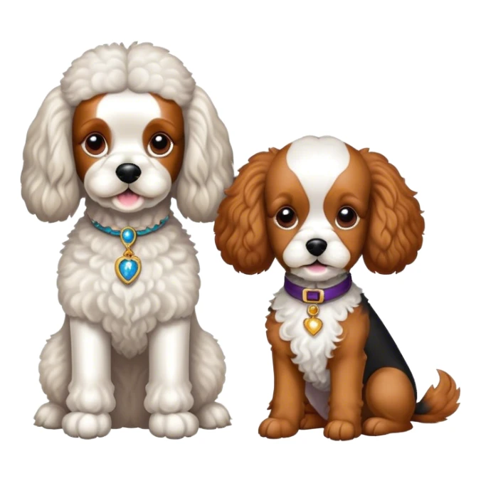 King charles cavalier and a poodle sticker