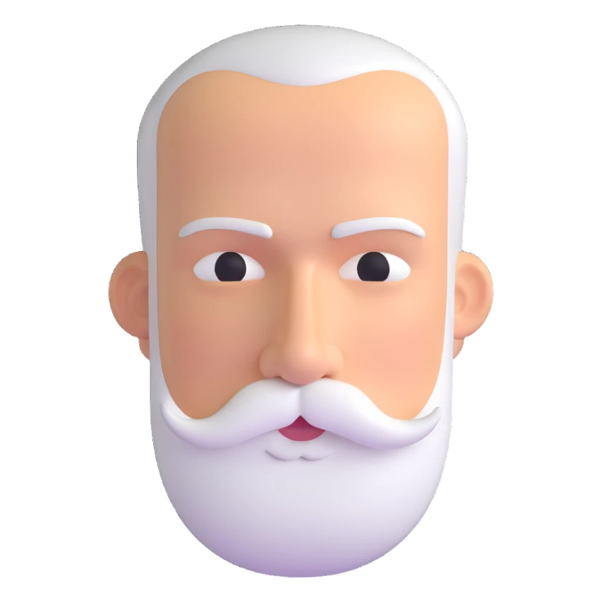 man with oval-shaped flat-top head and bushy white mustache sticker