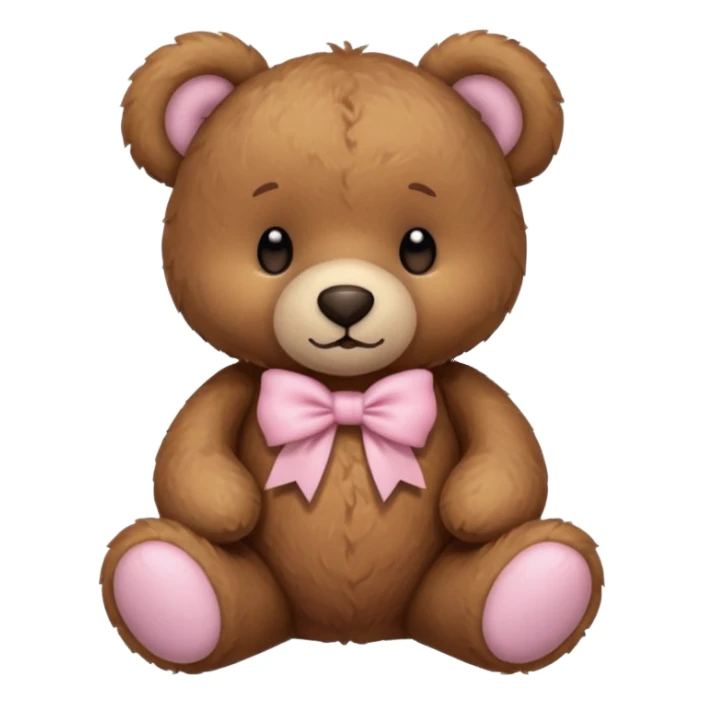 Brown teddy bear with a light pink bow sticker