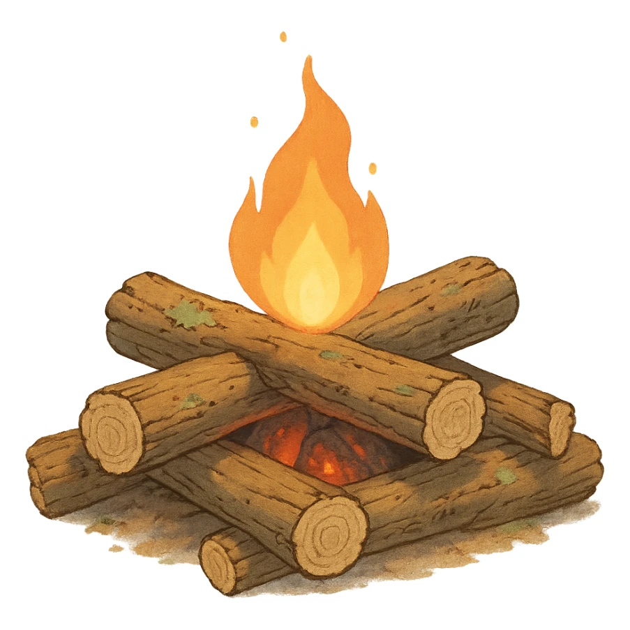 ghibli style camping firewood sticker