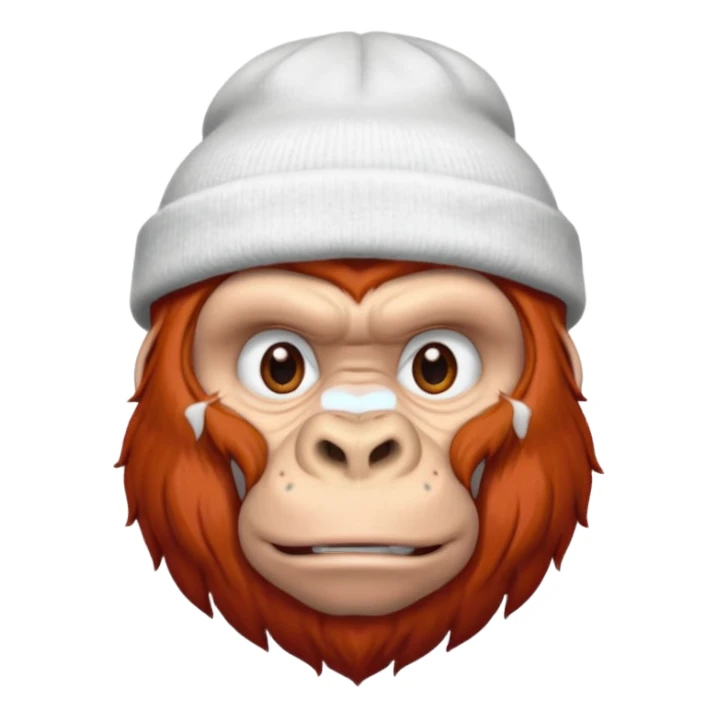 red haired gorilla head with white beanie, no text sticker