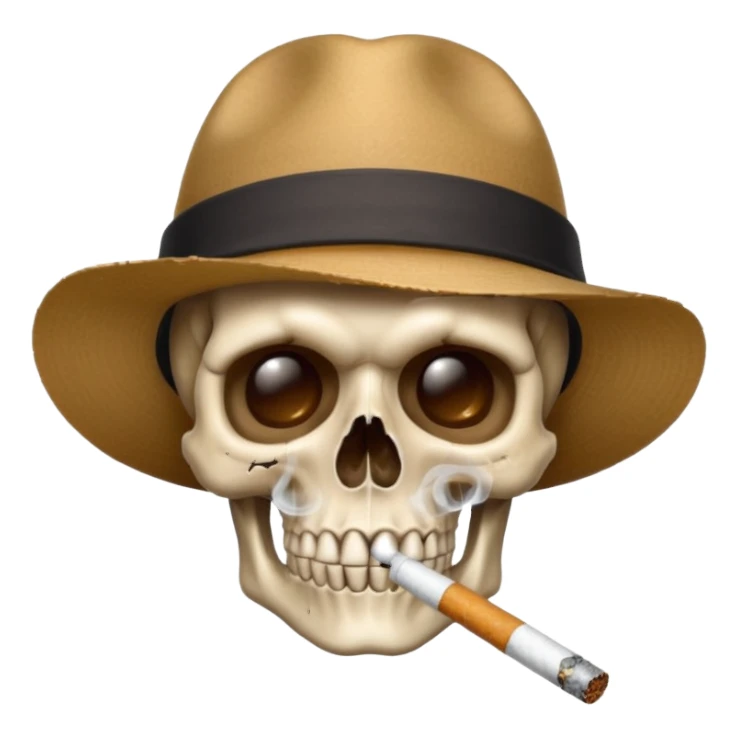 Skull , hat , cigarette  sticker