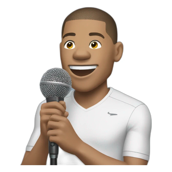 kylian mbappé singing a song into a microphone sticker