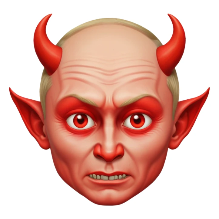 Putin as a devil with lifelike facial features and intricate devil elements sticker