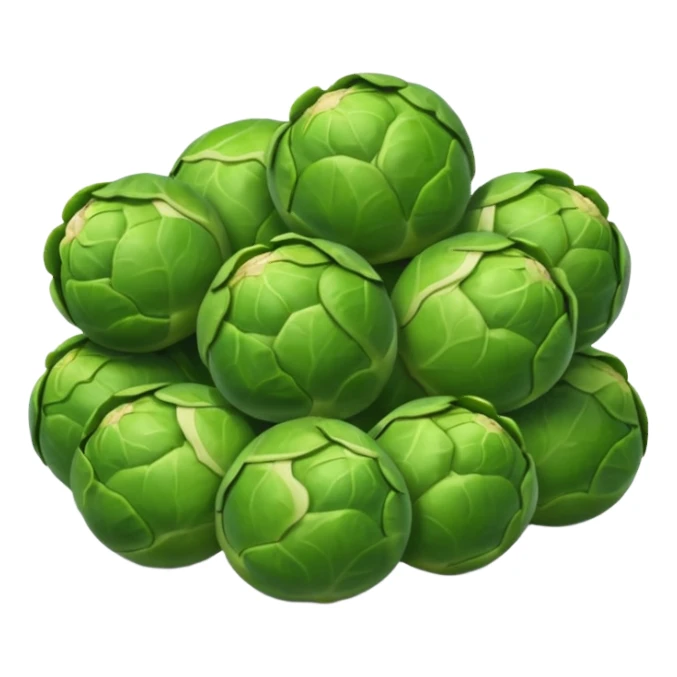brussel sprouts, round and green sticker