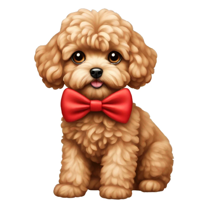 Red Maltipoo with red bow sticker