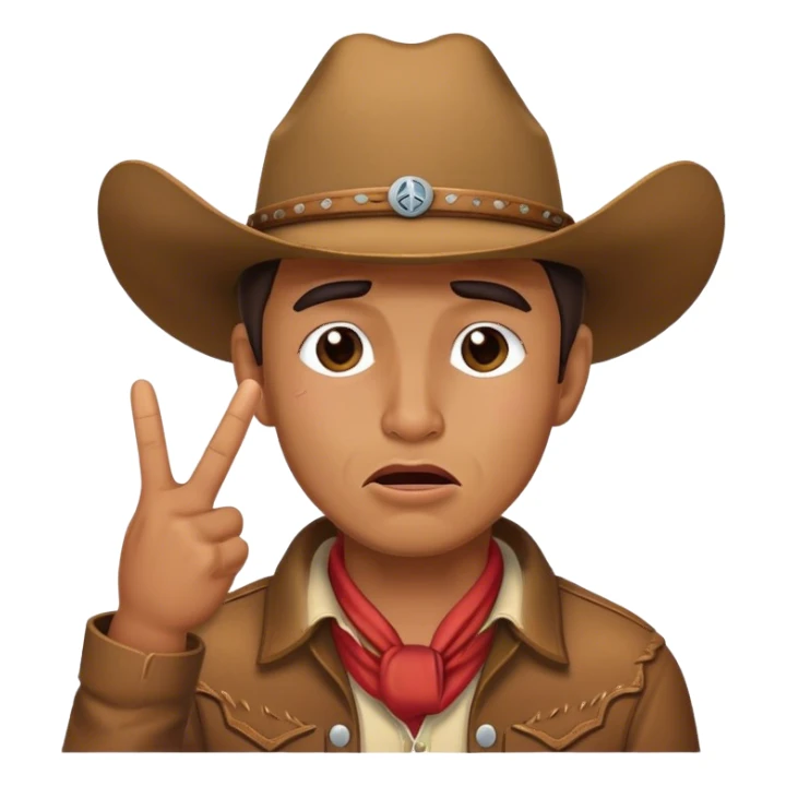 Cowboy crying while kissy face and peace sign  sticker