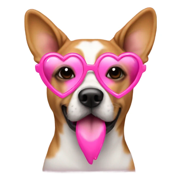 Dog with pink heart glasses sticker