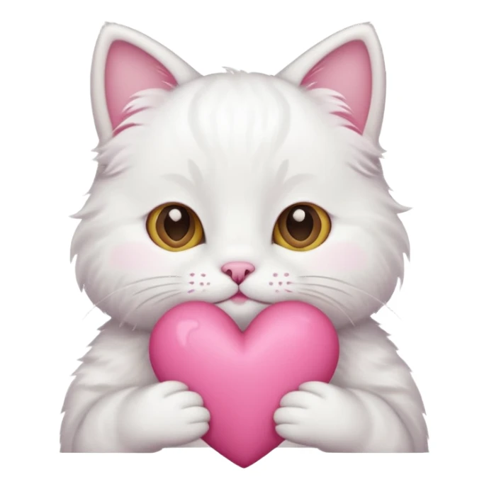 white cat hands holding a pink heart sticker