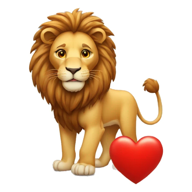 Lion with red heart in hand sticker