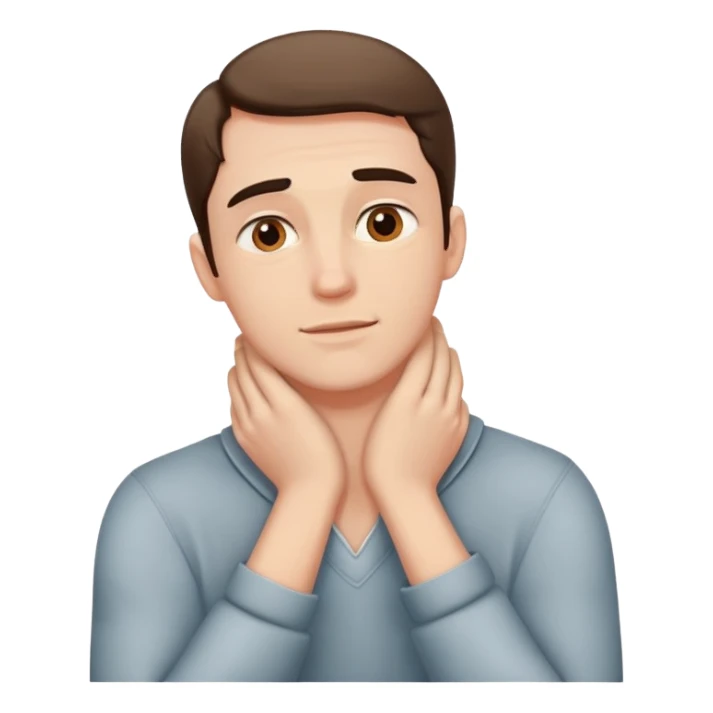 A guy with hands on his neck over lapping eachother sticker