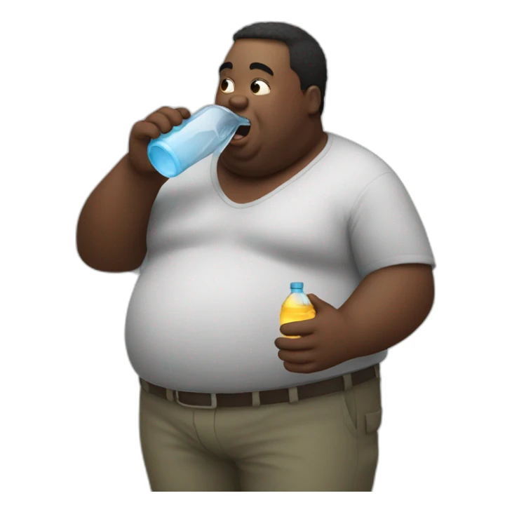 fat guy from africa drinking water sticker