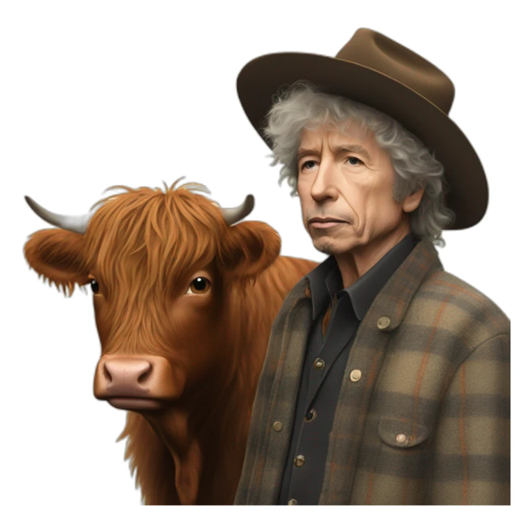 Bob dylan with highland cow sticker