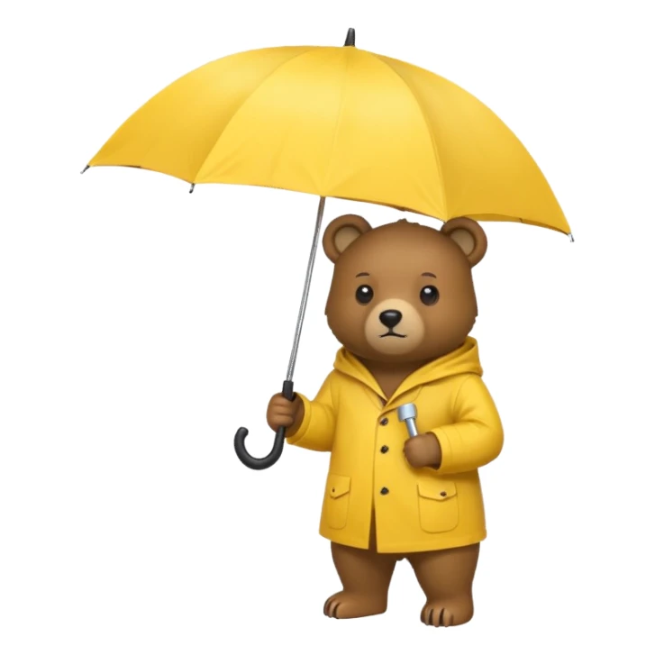 Bear with umbrella, wearing rain coat sticker