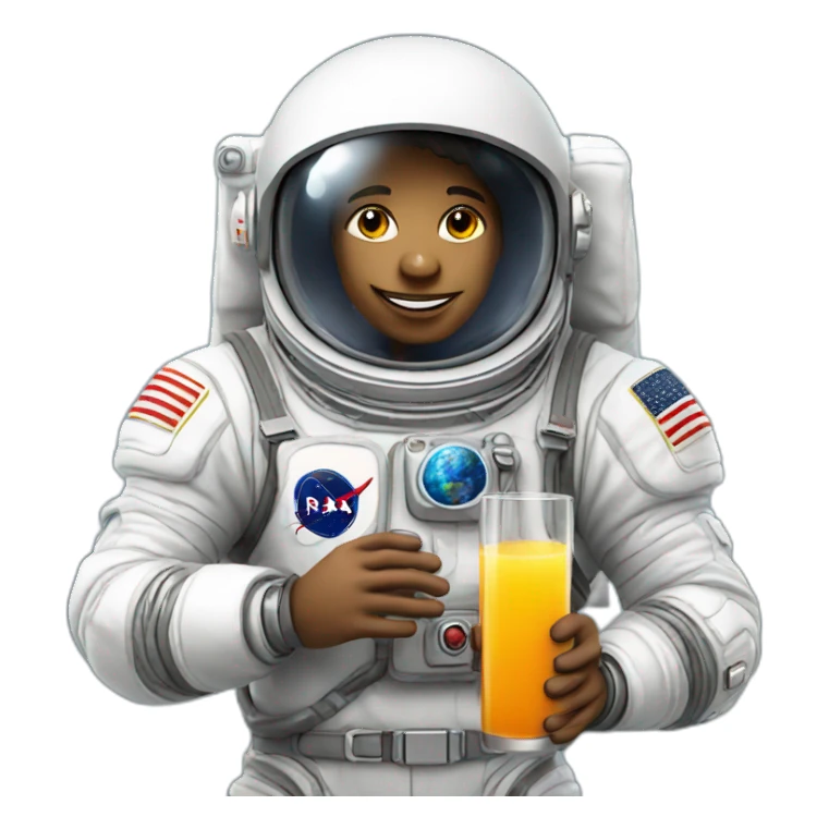 astronaut holding juice sticker