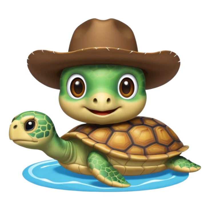 Cute blow up pool turtle with a cowboy hat sticker