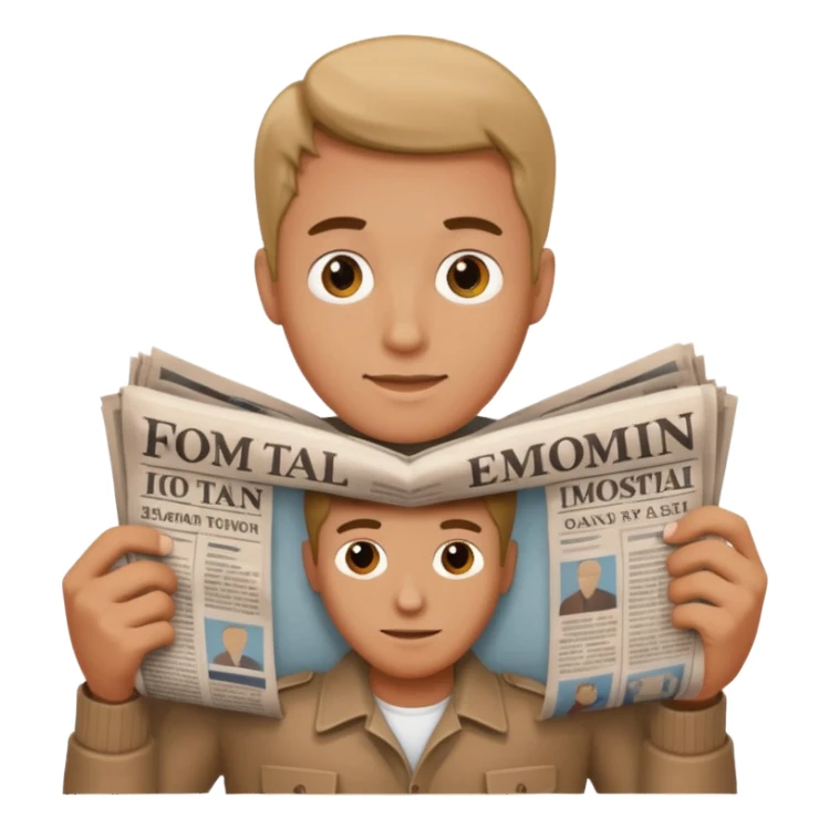 Man In his hand is a newspaper sticker