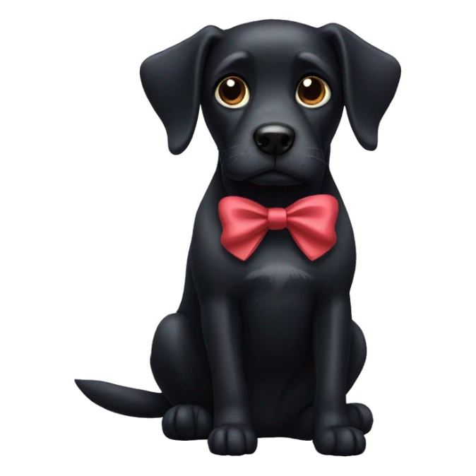 black dog with a bow sticker