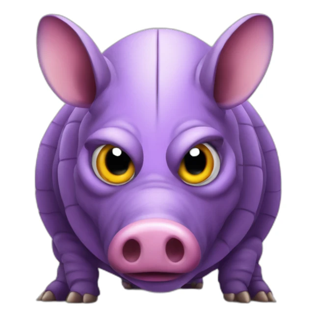 Purple Pig insect armadillo with evil angry face sticker