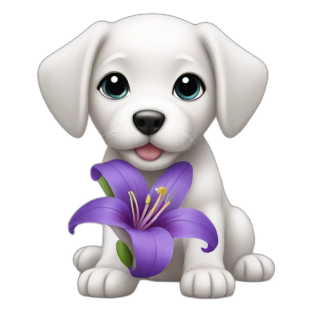 purple puppy with lily sticker
