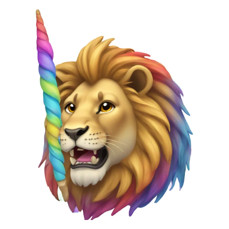 Lion with unicorn horn and a rainbow sticker