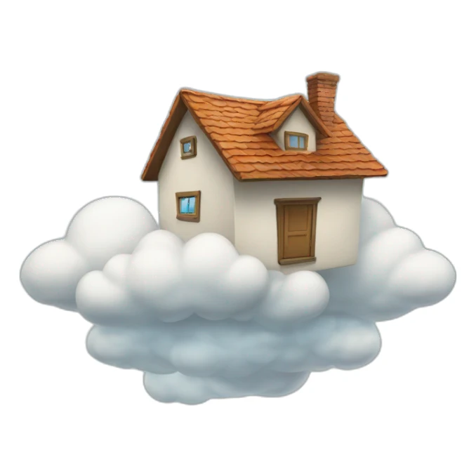 Flying house in the sky with clouds sticker