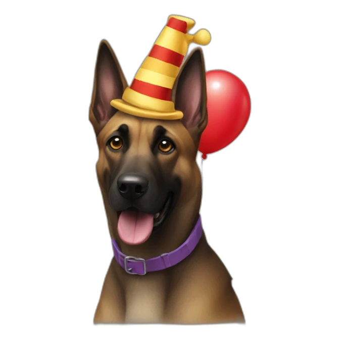 Malinois dog with ça clown sticker