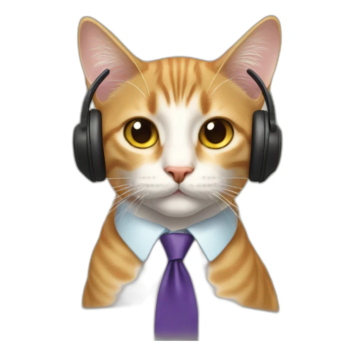 cat with tie and headphone sticker