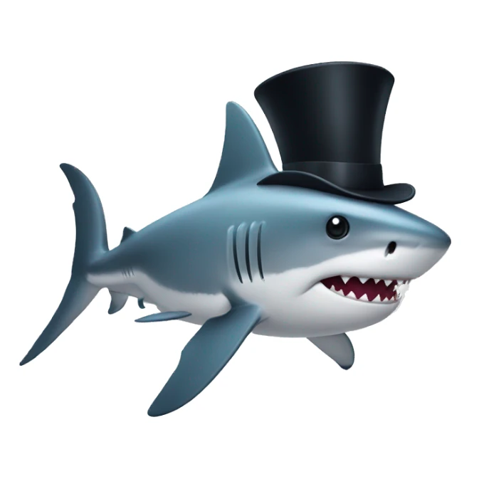 Shark with a top hat sticker
