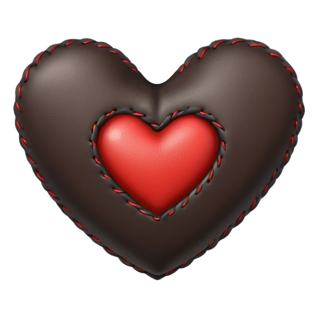 Black leather stitched heart sticker
