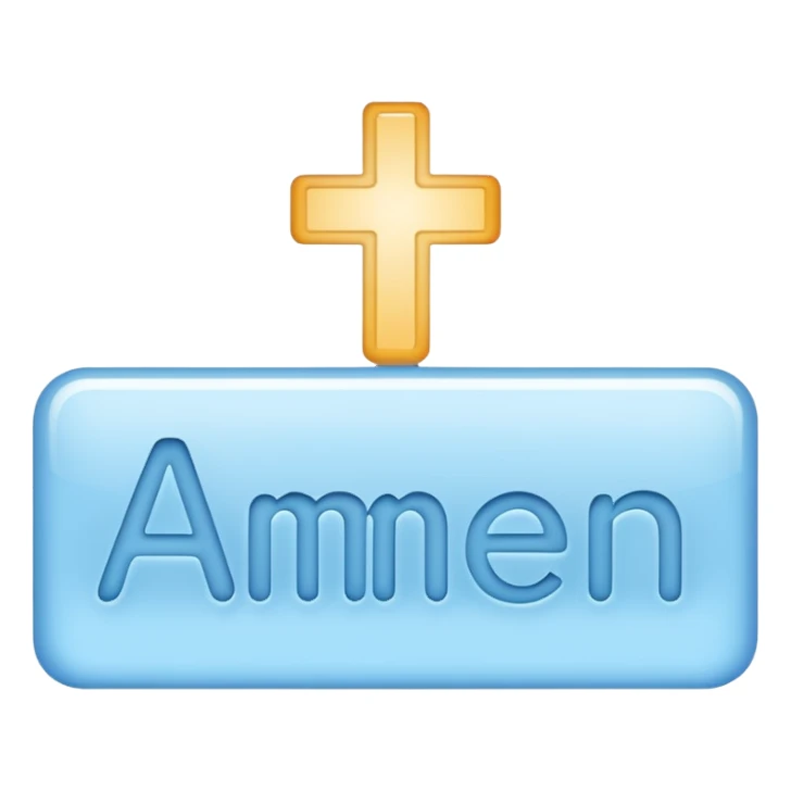 light blue word "AMEN" simple font in rectangle sticker
