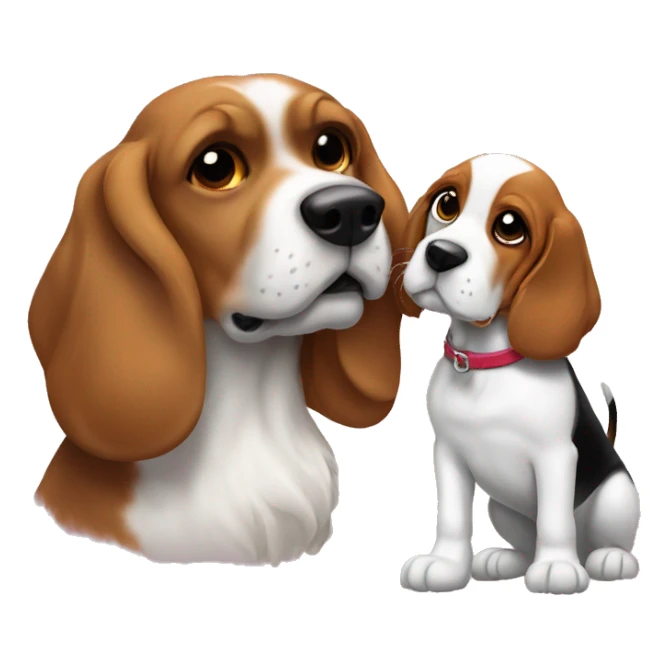 Black cocker kissing beagle sticker