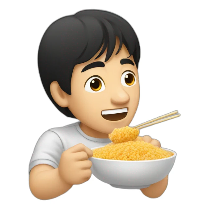 jackie chan eating rice sticker