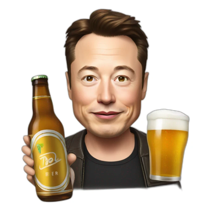 elon musk drink beer sticker