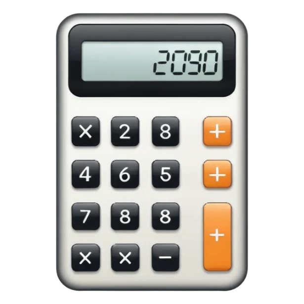 Minimalistic flat vector icon, iOS style, thin black contour on white background. Calculator and geometric shapes (triangle, circle). No text, no shadows. sticker