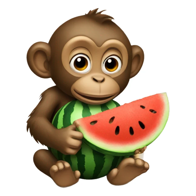 monkey eating watermelon and playing basketball sticker