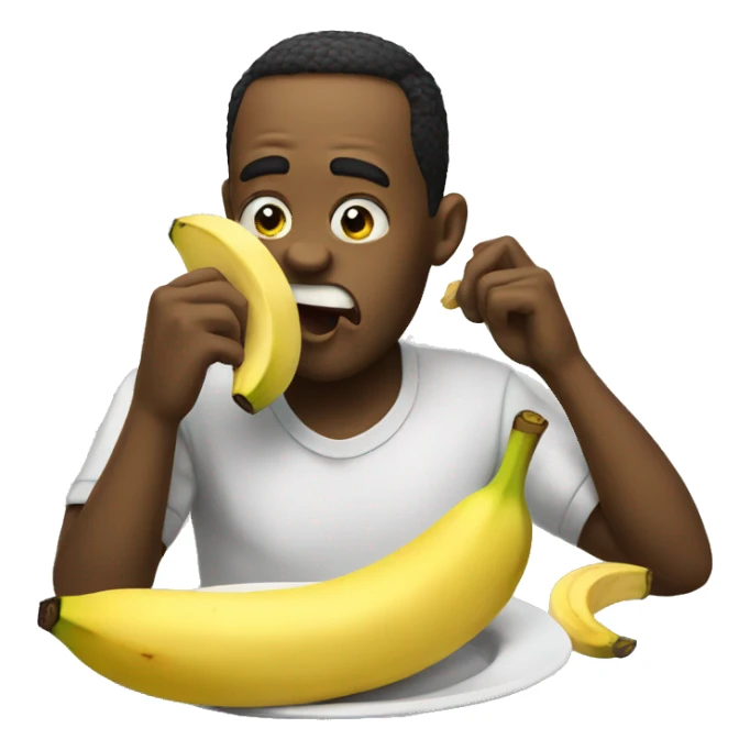 Emoji eating banana sticker