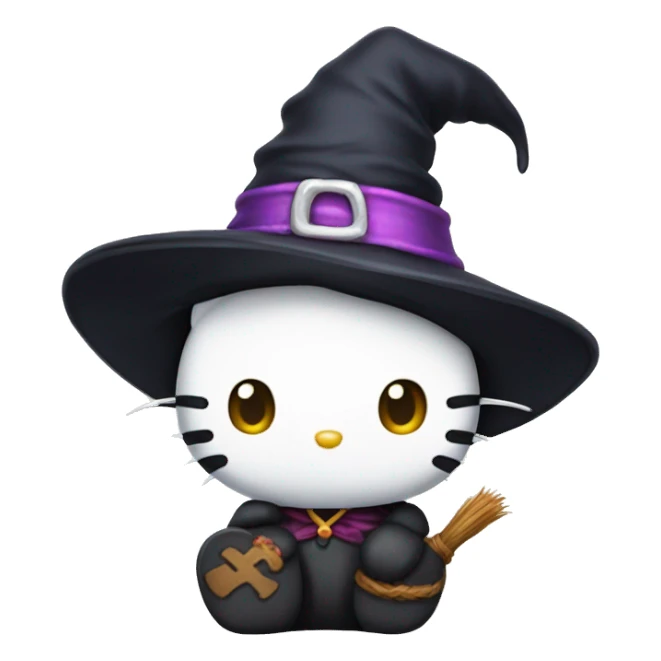 Hello kitty with witch hat sticker