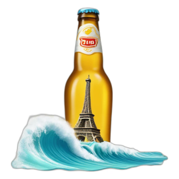 La Tour Eiffel avec une bière sur un surf sticker