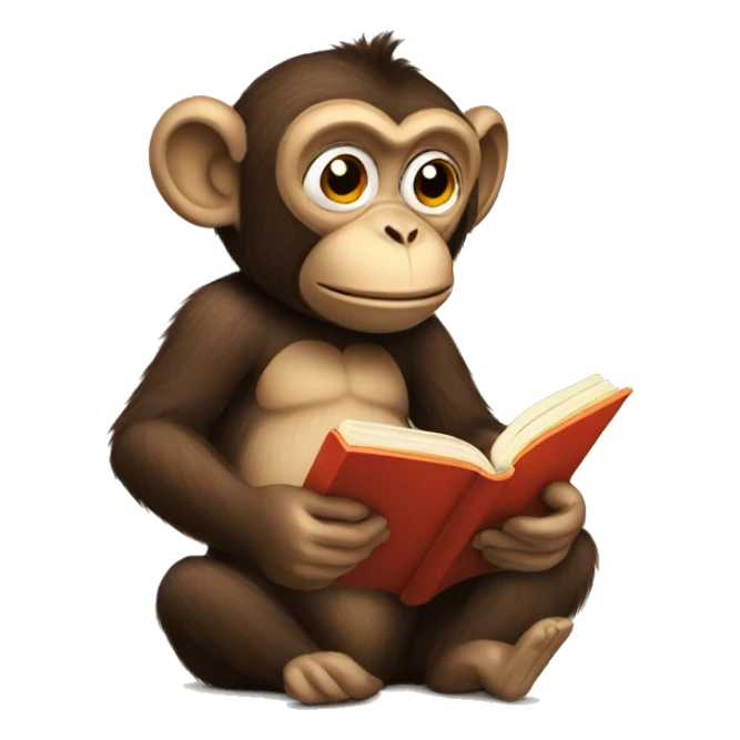 monkey reading book sticker