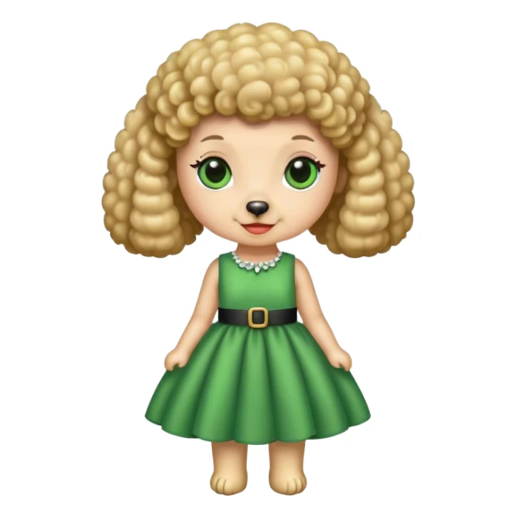 poodle wearing green dress sticker