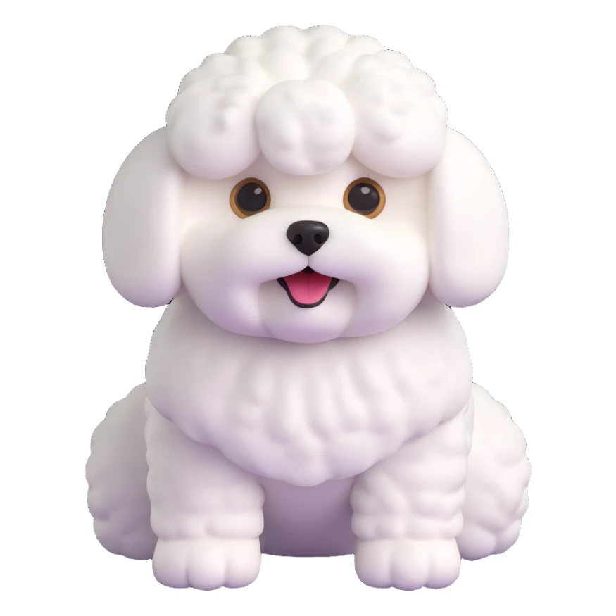 bichon frise dog, standing, round eyes, fluffy texture, friendly expression sticker